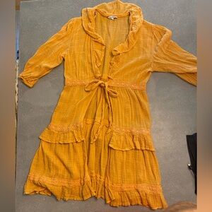 Blue Island Gold Ruffled Tie Front swimsuit cover up.